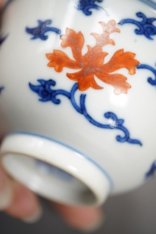 A Chinese underglaze blue and iron red bowl, Daoguang seal mark and possibly of the period